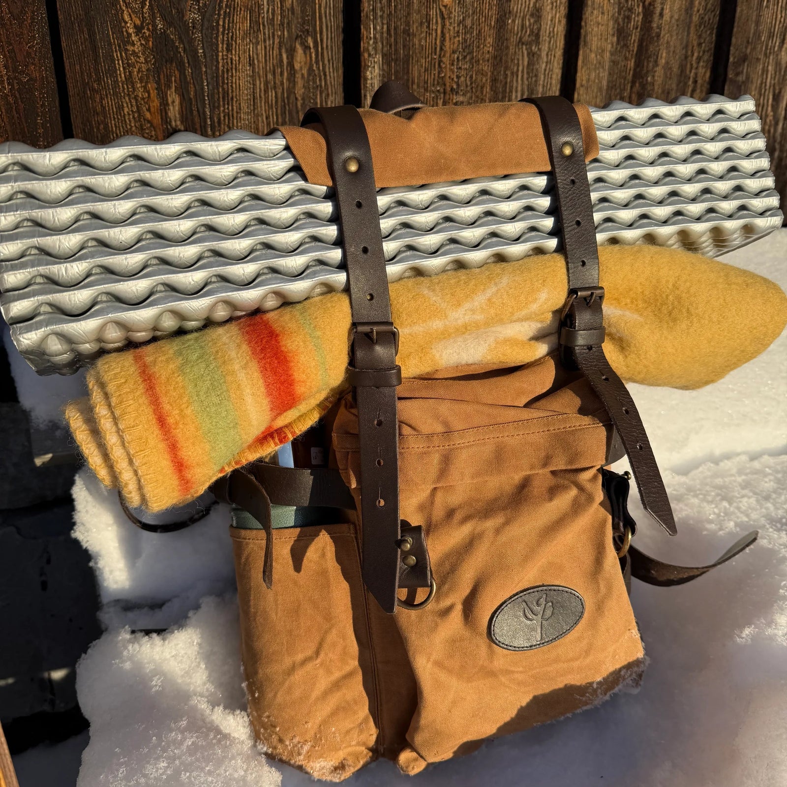 Sekken - Tursekk i skinn og vokset canvas